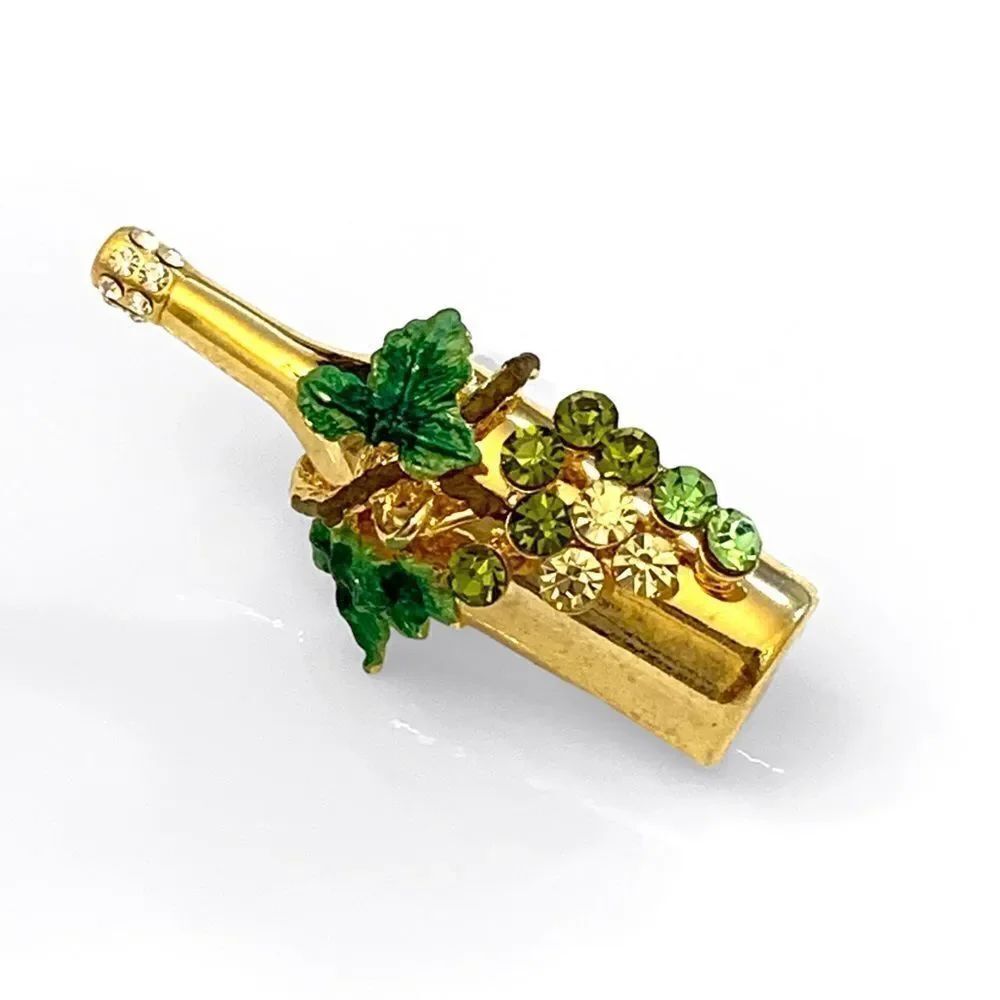 Wine Bottle Rhinestone Brooch